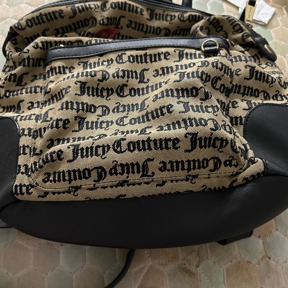 Juicy Couture Tan and Black Logo Bag